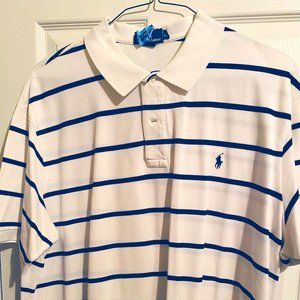 White Polo Shirt with Black Stripes